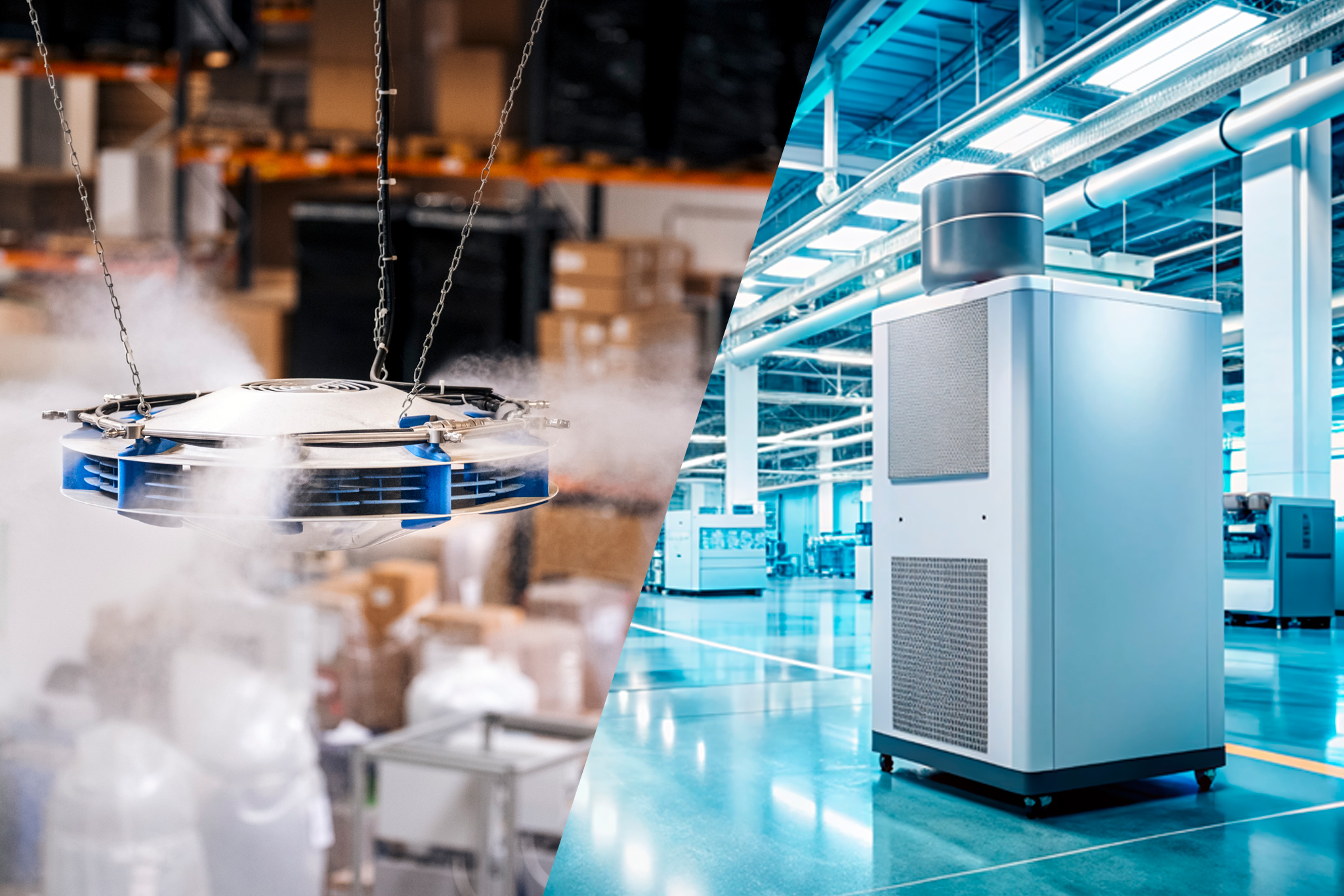 Air purifier vs Humidifier, dust in factory, dust at work, dust in the air, dust reduction